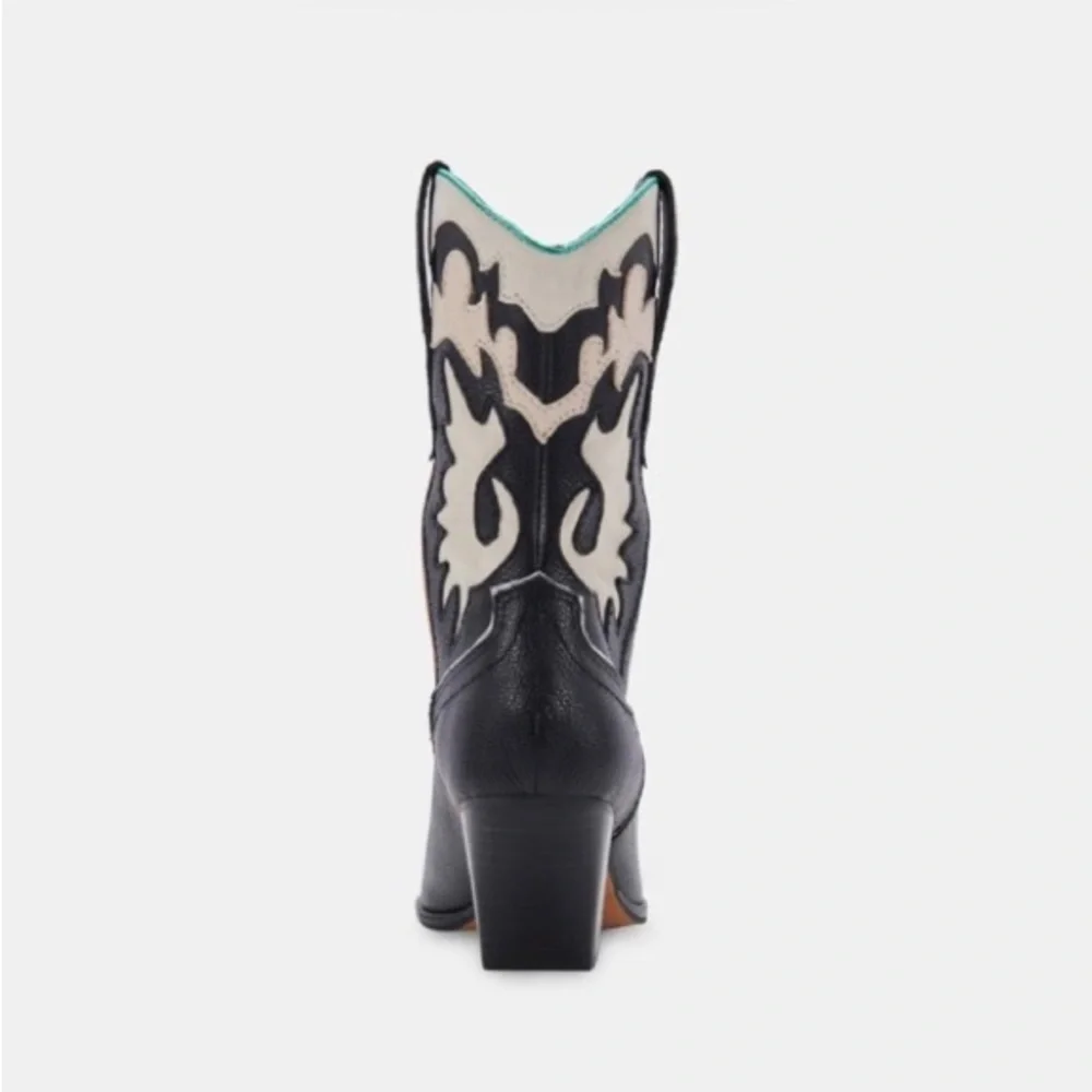 NWT✨Dolce Vita Landen Black White Metallic trim Women’s Western Boots Size 10! - Picture 12 of 16